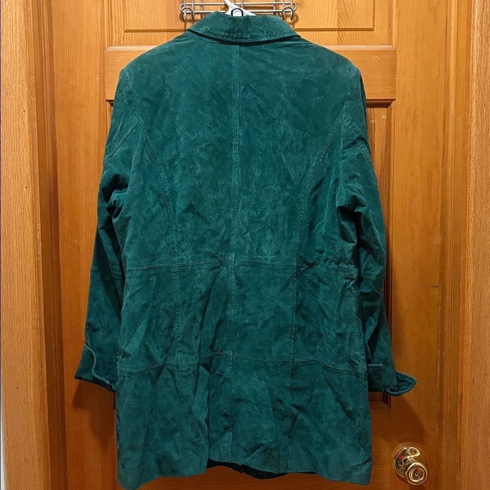 New D&Co. Elegant Green Suede Coat Size L - Picture 3 of 4
